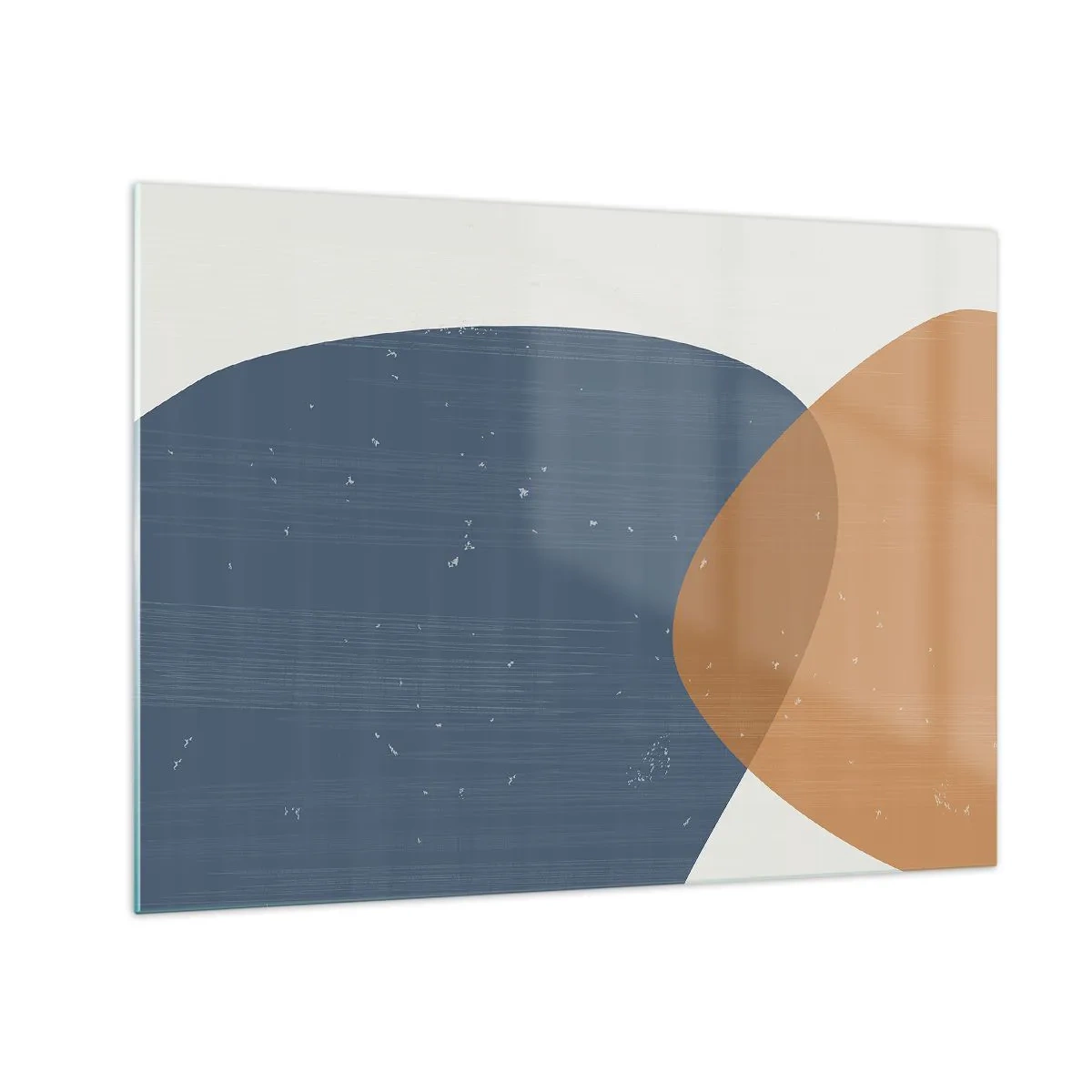 Obraz na skle - Geometrická kompozícia s tmavomodrými a béžovými oválmi - 70x50cm - Ovály a vplyvy - Moderná nástenná dekorácia do obývacej izby a spálne ARTTOR