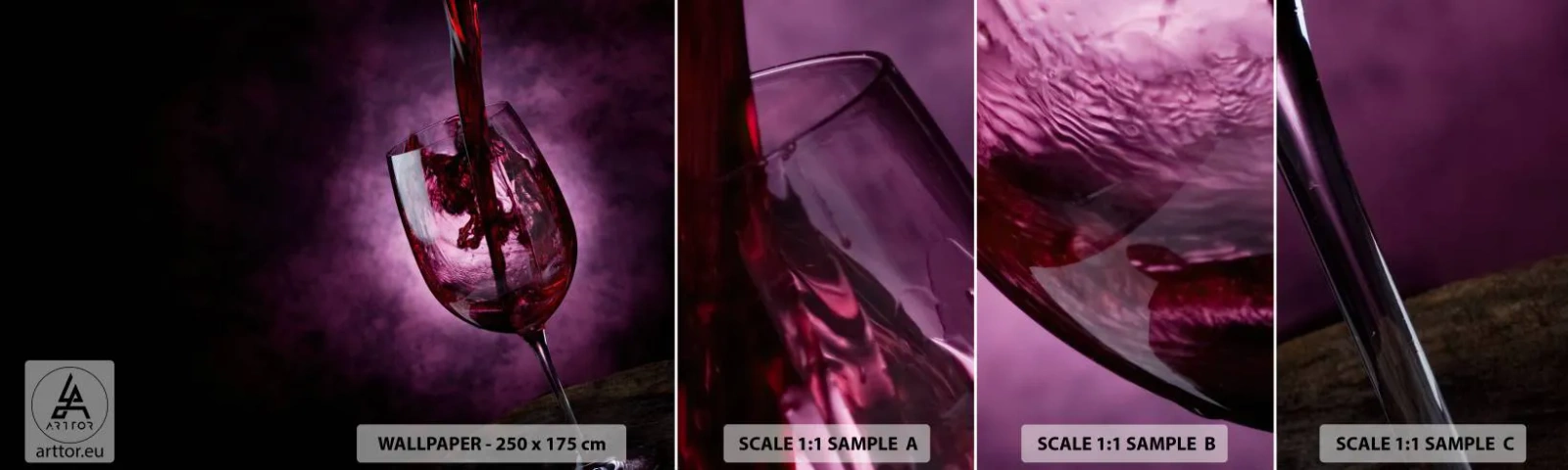 Vzorka Fototapeta Standard Eco - Šarlát? Karmín? Nie, rubín. - sklo, červené víno, Kus - 100x30 cm