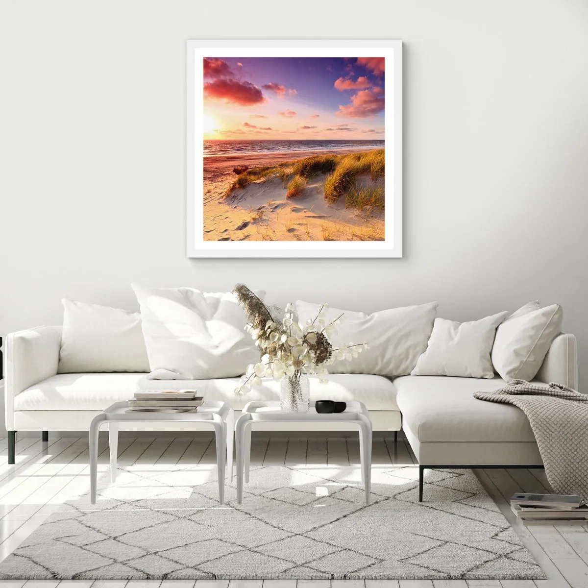 Plagát v bielom ráme - Už letom vonia vzduch - 60x60 cm