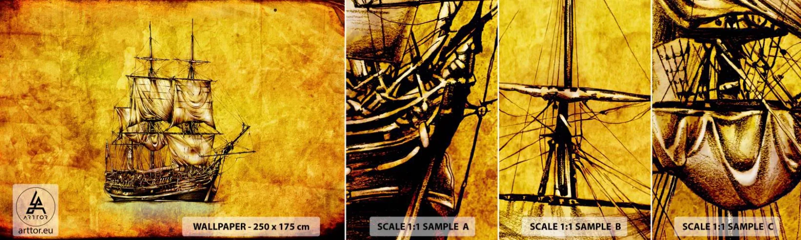 Vzorka Fototapeta Standard Eco - Smer Tortuga! - Námorná, Námorná loď, Plachetnica - 100x30 cm
