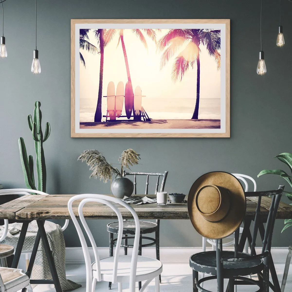 Plagát v ráme zo svetlého duba - Bude to skvelý deň - 50x40 cm