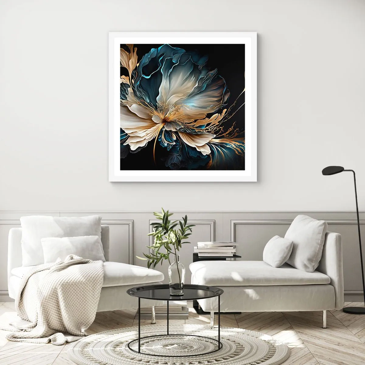 Plagát v bielom ráme - Rozprávkový kvet papradia - 60x60 cm