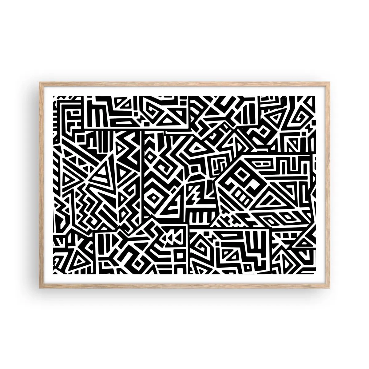 Plagát v ráme zo svetlého duba - Predkolumbovská kompozícia - 100x70 cm