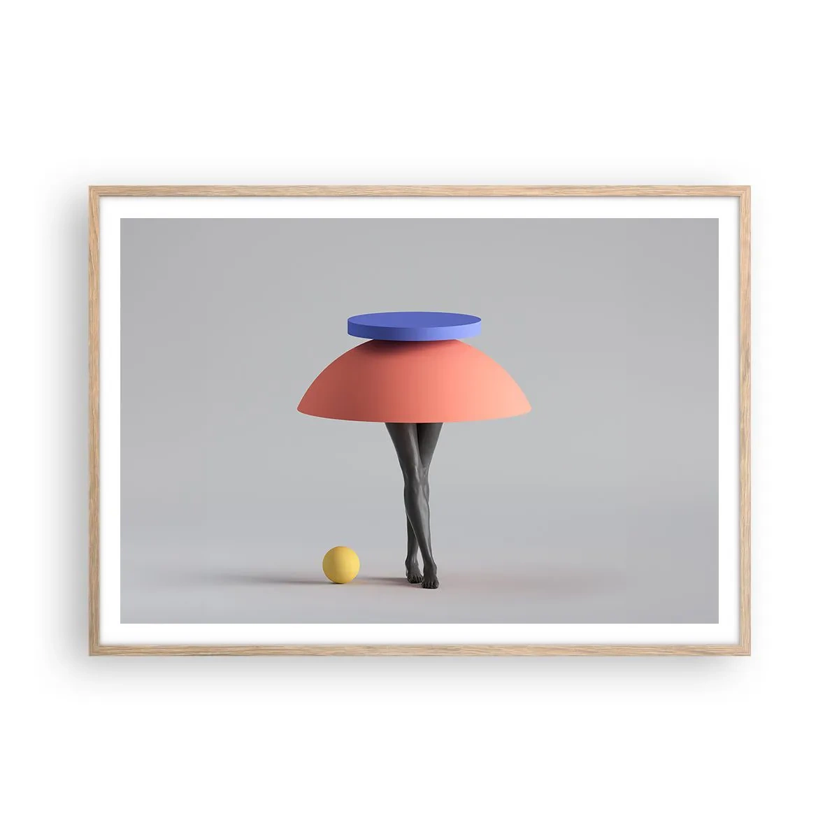 Plagát v ráme zo svetlého duba - Surrealistická kompozícia - 100x70 cm