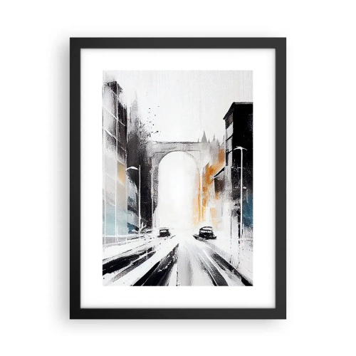 Plagát v čiernom ráme - Štúdia mesta: architektúra a pohyb - 30x40 cm