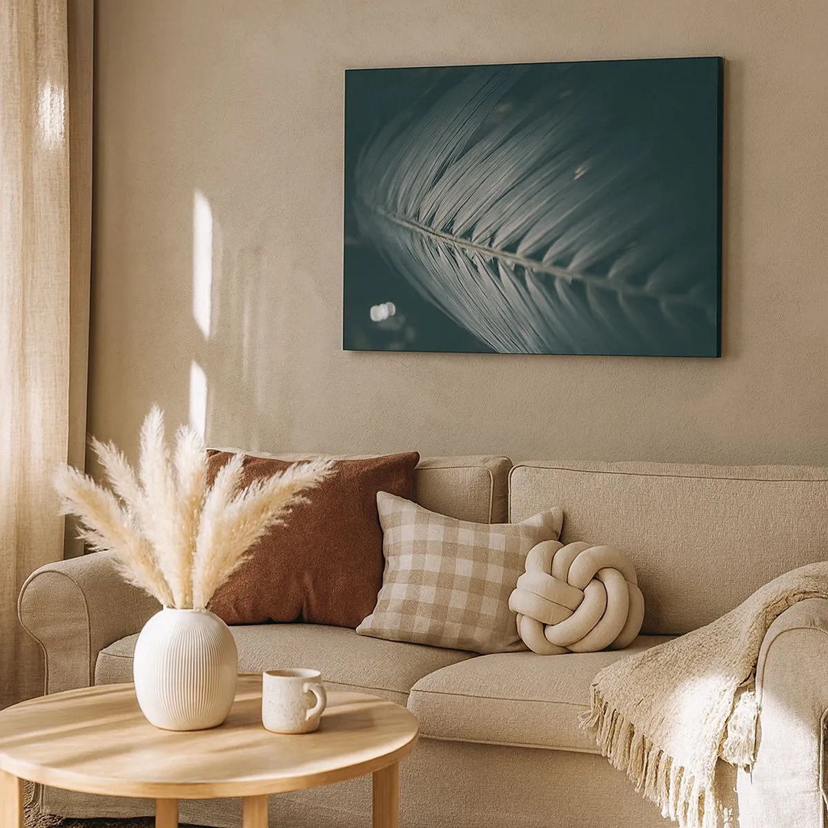 Obraz na plátne - Detailný záber na tmavý palmový list - 70x50cm - Presnosť prírody - Moderná nástenná dekorácia do obývacej izby a spálne ARTTOR