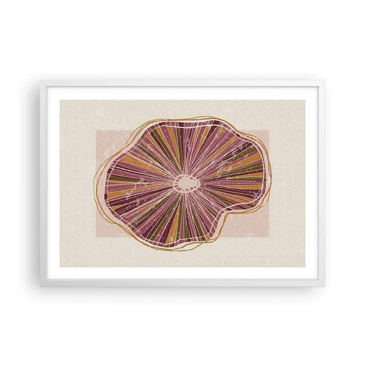 Plagát v bielom ráme - Radiálna abstrakcia - 70x50 cm