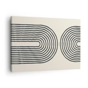 Obraz na plátne - Abstraktný geometrický vzor so symetrickými čiarami na svetlom pozadí - 70x50cm - Už čoskoro… - Moderná nástenná dekorácia do obývacej izby a spálne ARTTOR
