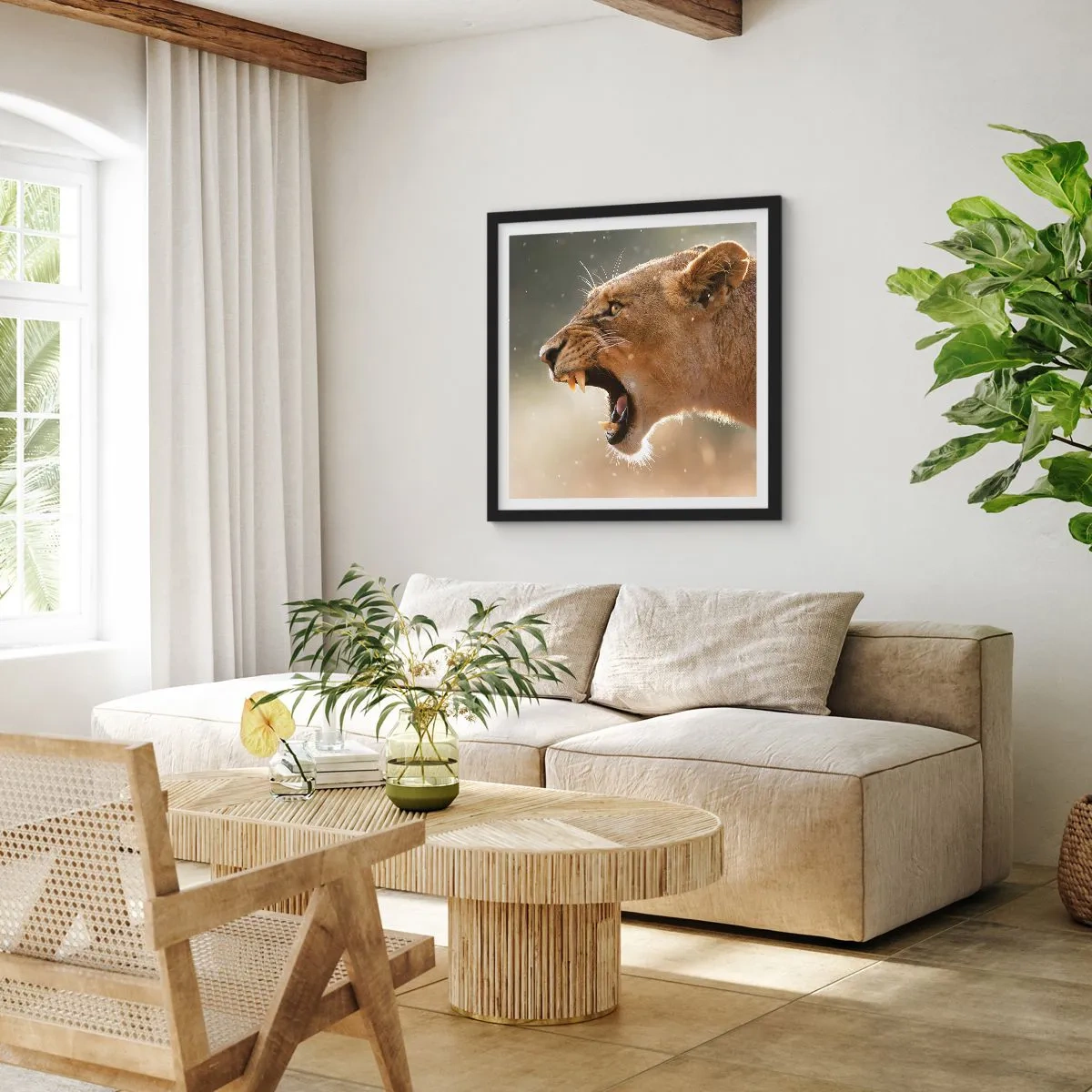 Plagát v čiernom ráme - Snaž sa nepočúvať - 60x60 cm