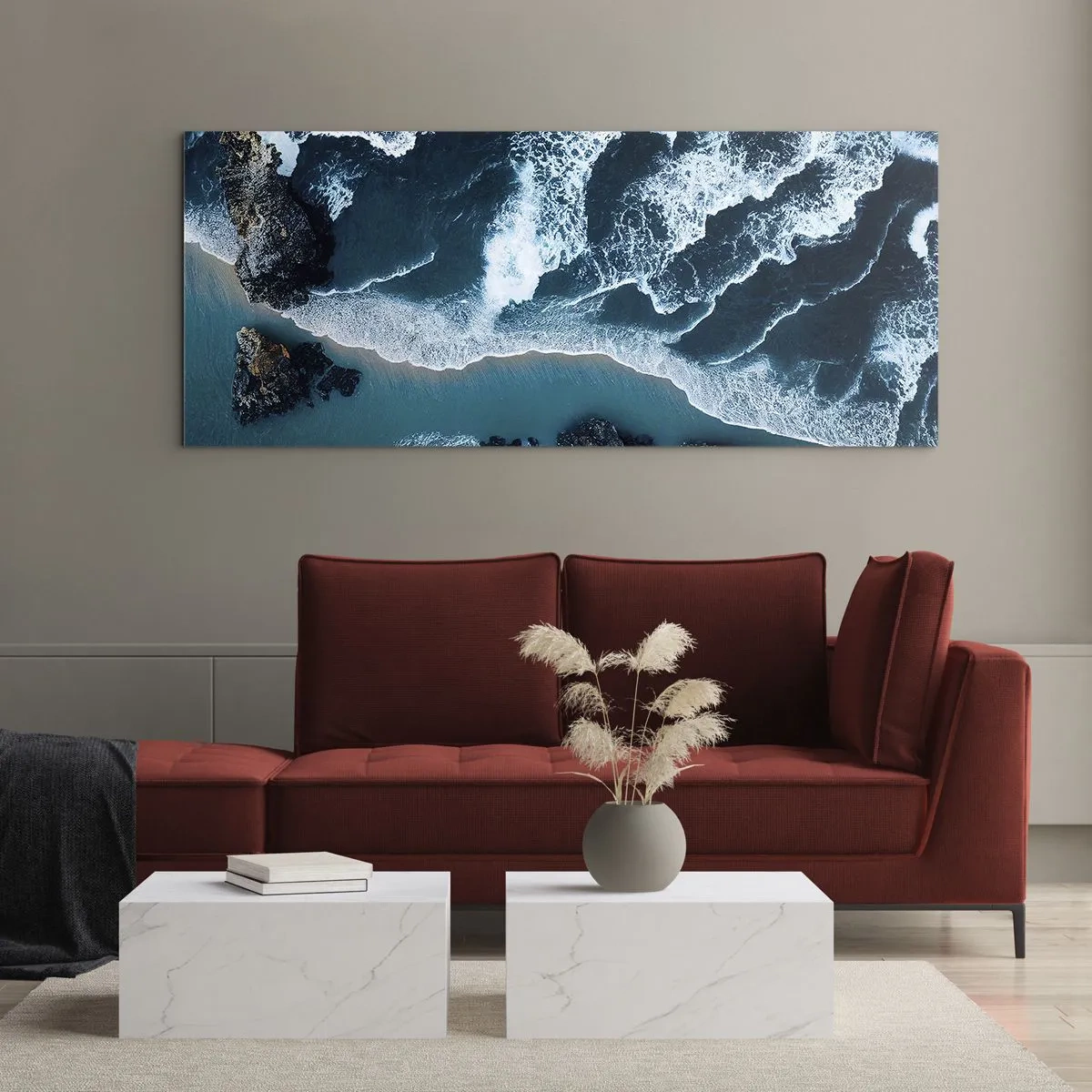 Obraz na skle - Zahalené do vĺn - 100x40 cm