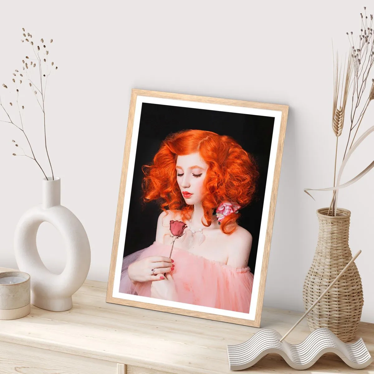 Plagát v ráme zo svetlého duba - V barokovom štýle - 70x100 cm