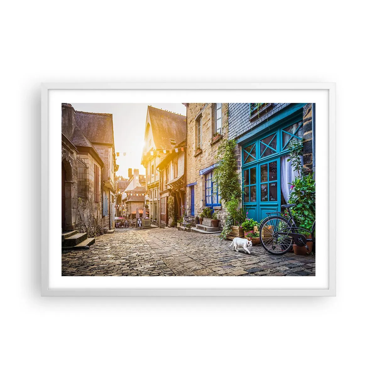 Plagát v bielom ráme - Biely duch mestečka - 70x50 cm