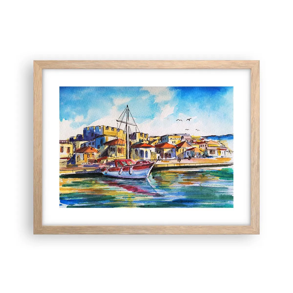 Plagát v ráme zo svetlého duba - Dúhové popoludnie - 40x30 cm