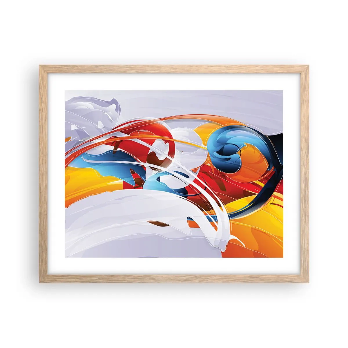 Plagát v ráme zo svetlého duba - Tanec živlov - 50x40 cm