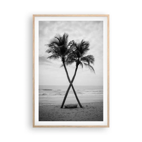 Plagát v ráme zo svetlého duba - Nežná prítomnosť - 61x91 cm