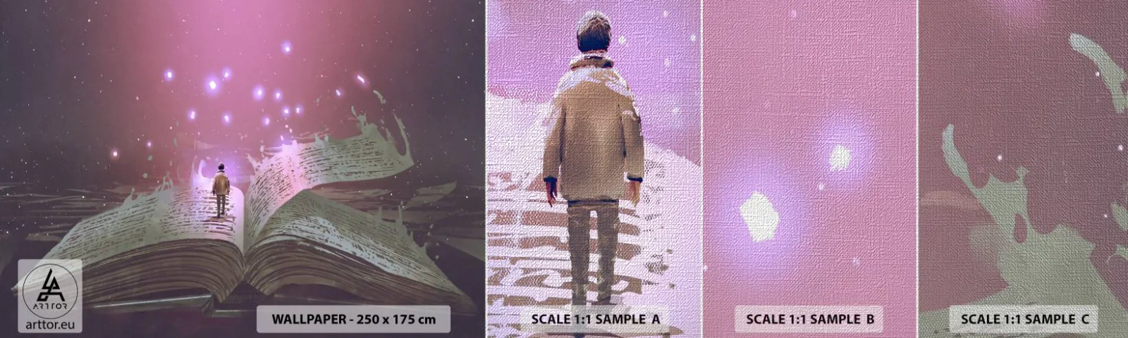 Vzorka fototapety Premium Canvas - Pozvánka do iného sveta - prečítaj! - Grafika, Abstrakcia, Kus - 100x30 cm