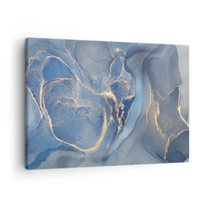 Obraz na plátne - Abstraktné modré vzory so zlatými akcentmi - 70x50cm - Zlatý prach - Moderná nástenná dekorácia do obývacej izby a spálne ARTTOR