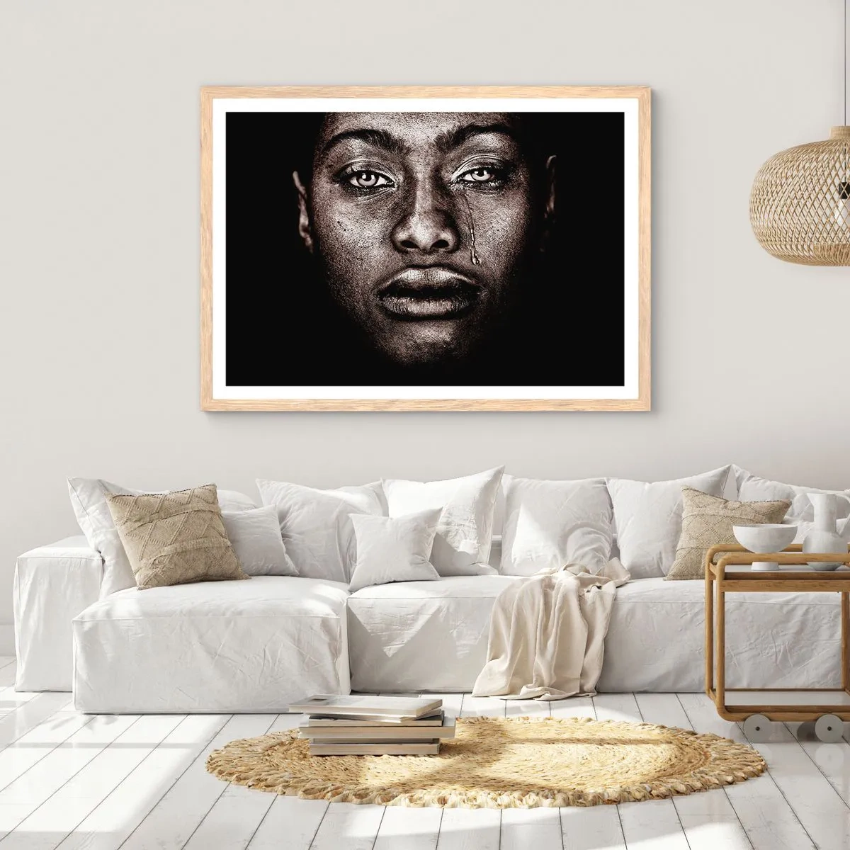 Plagát v ráme zo svetlého duba - Jedna slza - 50x40 cm