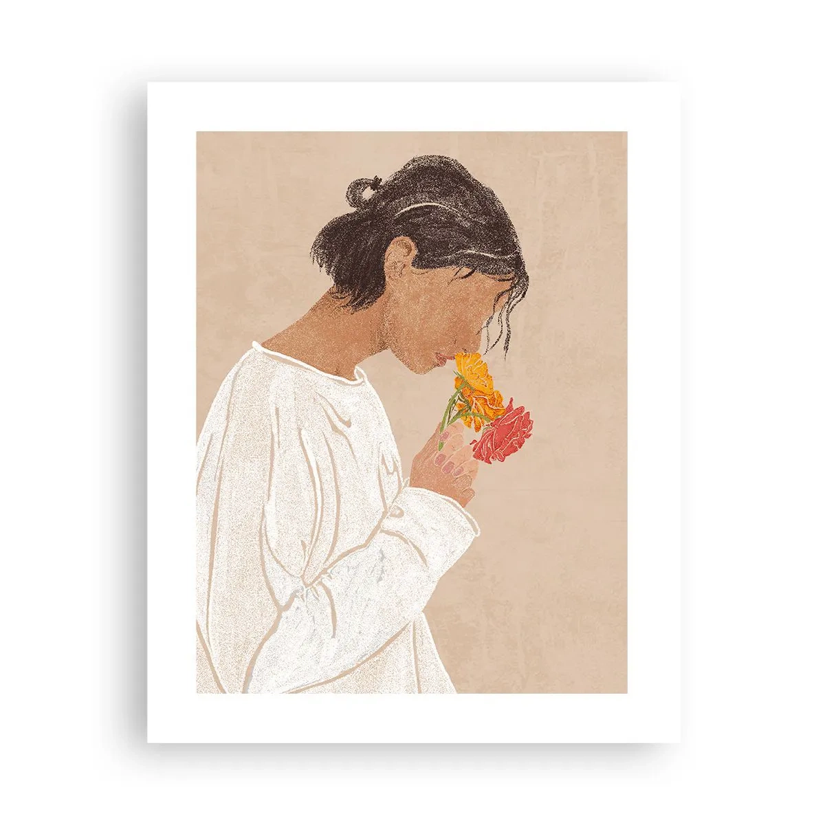 Plagát - Dievča a kvety - 40x50 cm