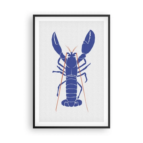 Plagát v čiernom ráme - Elegantný modrý homár - 61x91 cm