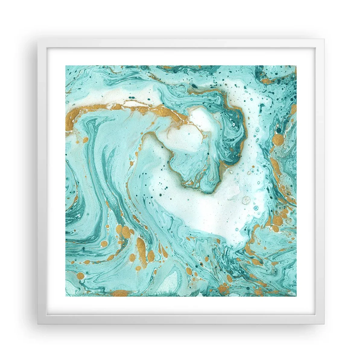 Plagát v bielom ráme - Pod veľkou vlnou z epochy Edo - 50x50 cm