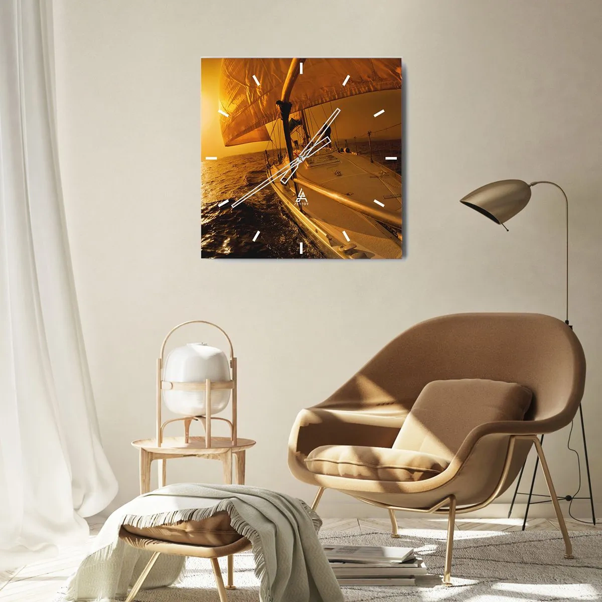 Nástenné hodiny - Zlatý večer po viacfarebnom dni - 40x40 cm