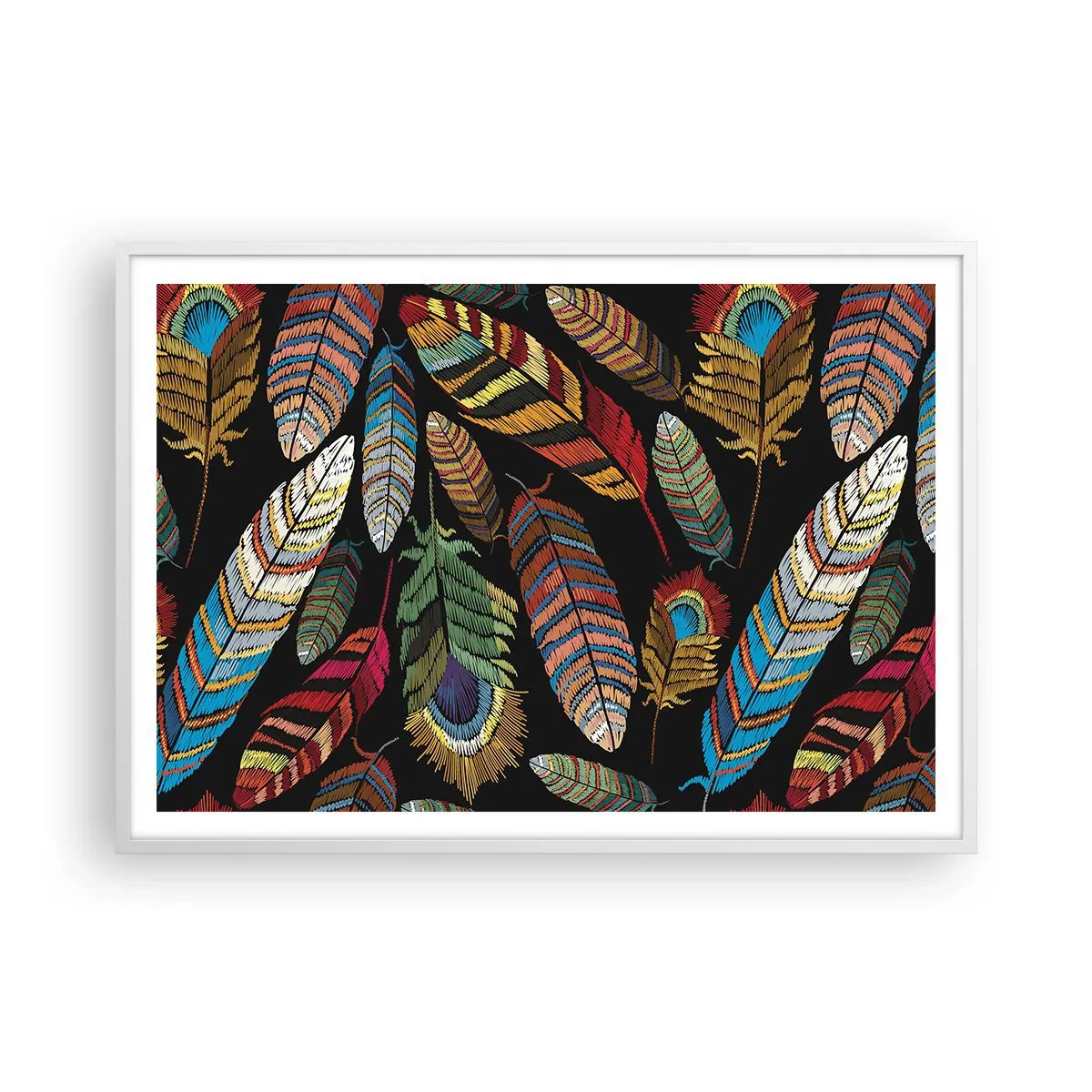 Plagát v bielom ráme - Vtáčí karneval - 100x70 cm