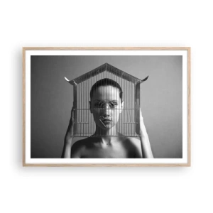 Plagát v ráme zo svetlého duba - Tak trochu surrealistický portrét - 100x70 cm