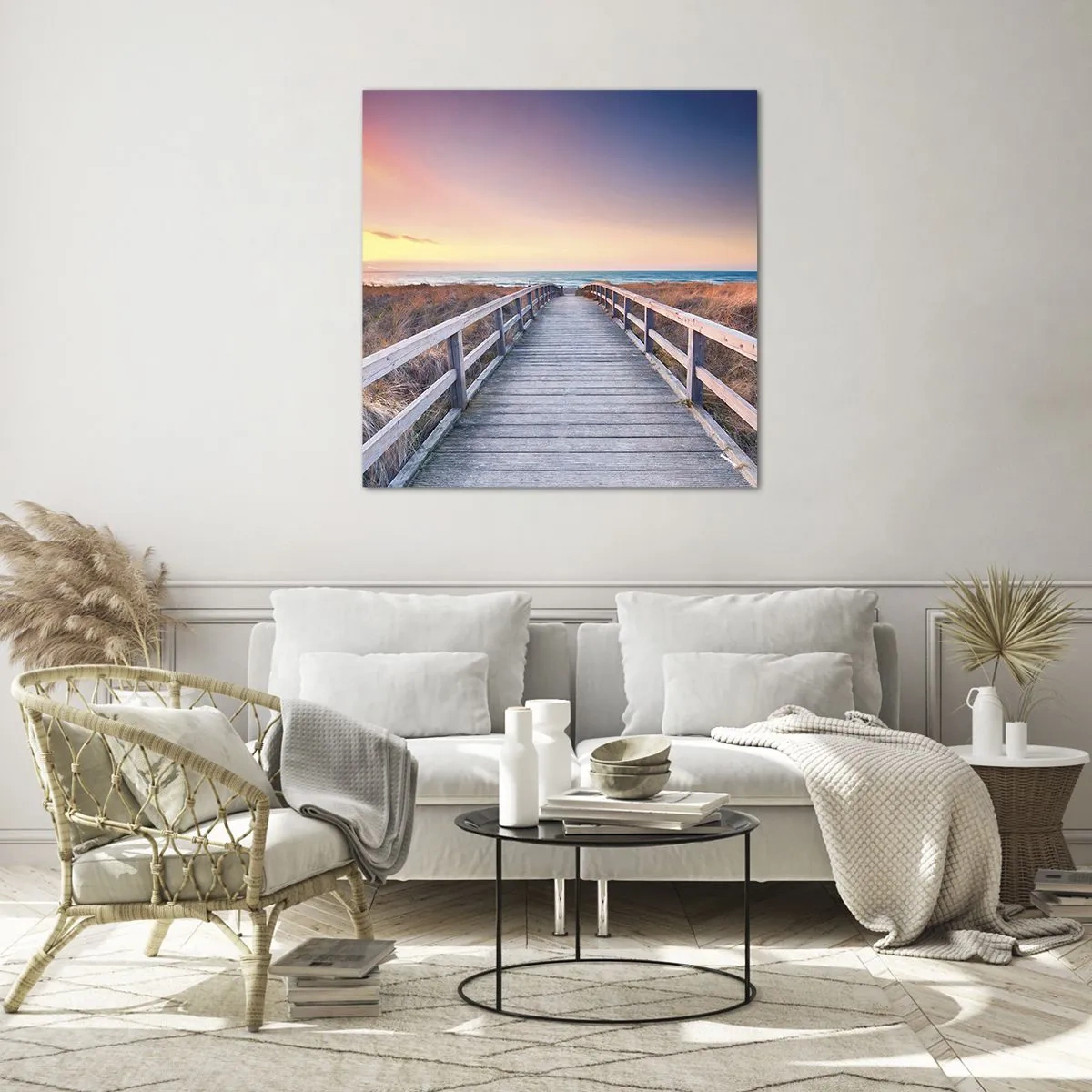 Obraz na skle - Baltská večerná polárna žiara - 70x70 cm