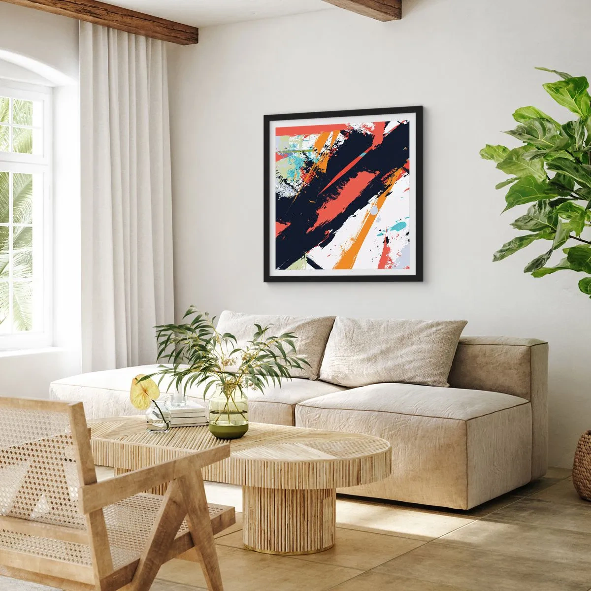 Plagát v čiernom ráme - Dynamická kompozícia - 60x60 cm