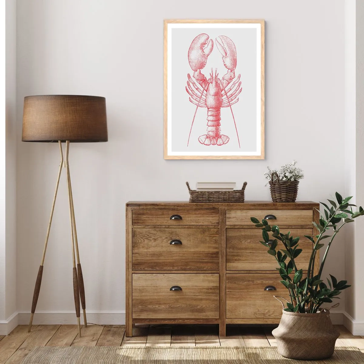 Plagát v ráme zo svetlého duba - Homár hodný Homéra - 70x100 cm