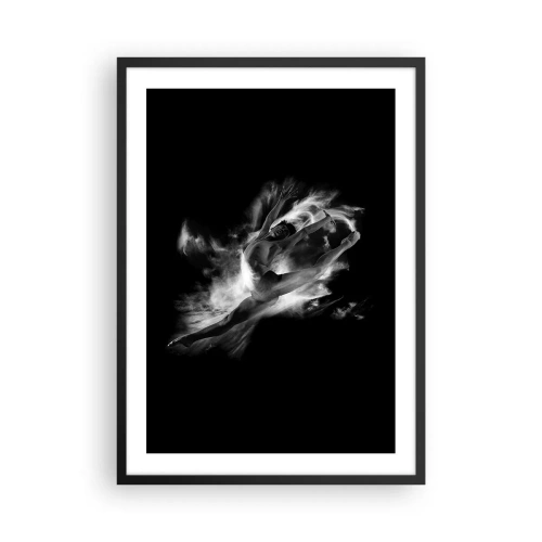 Plagát v čiernom ráme - Tanečník v dynamickom pohybe na čiernom pozadí - 50x70cm - Zastavený za letu - Moderná nástenná dekorácia do obývacej izby a spálne ARTTOR