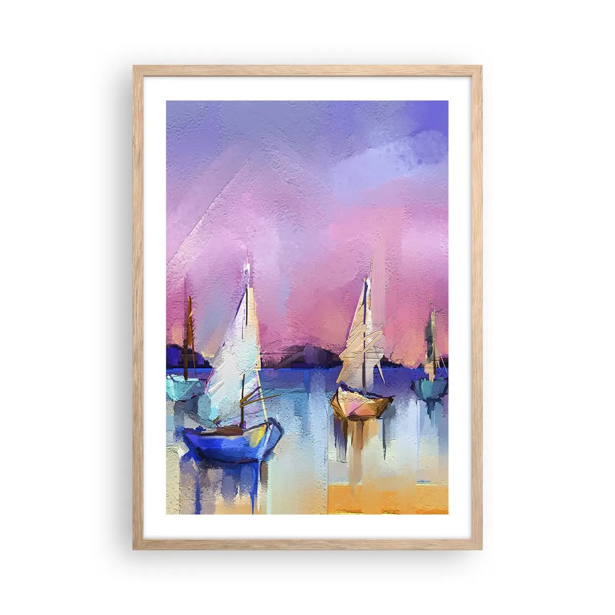 Plagát v ráme zo svetlého duba - Smer: široká voda - 50x70 cm