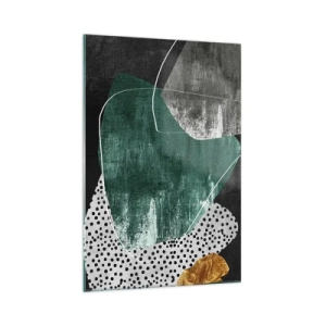 Obraz na skle - Farebná abstrakcia so zlatou vločkou - 70x100 cm