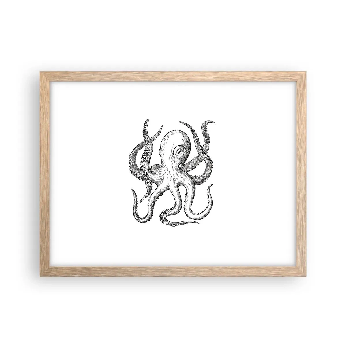 Plagát v ráme zo svetlého duba - Tancujúca s vlnami - 40x30 cm