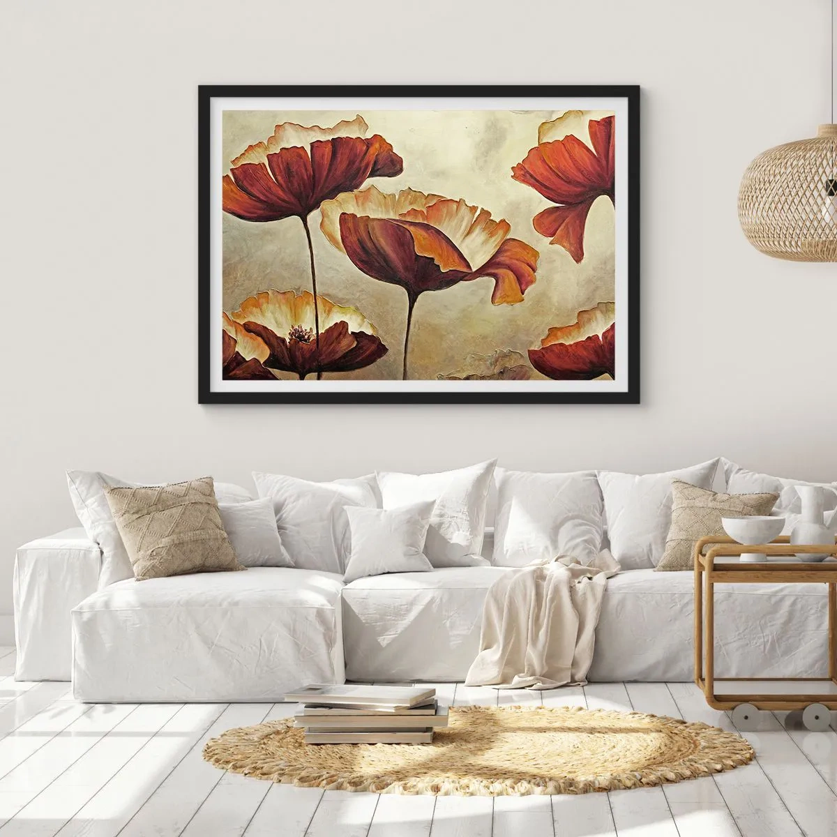 Plagát v čiernom ráme - Lán lúky - 70x50 cm