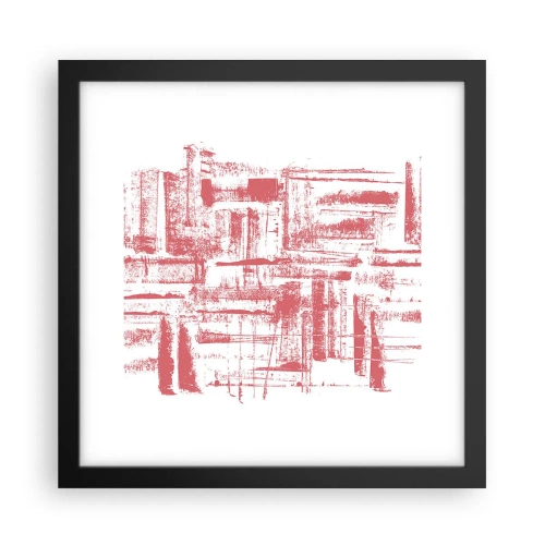 Plagát v čiernom ráme - Červené mesto - 30x30 cm