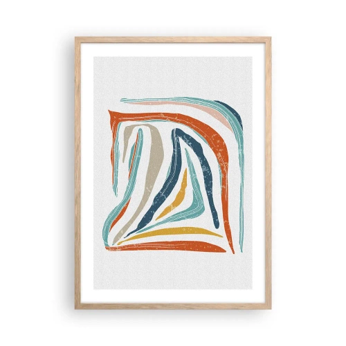 Plagát v ráme zo svetlého duba - Priateľsky usmievavá abstrakcia - 50x70 cm