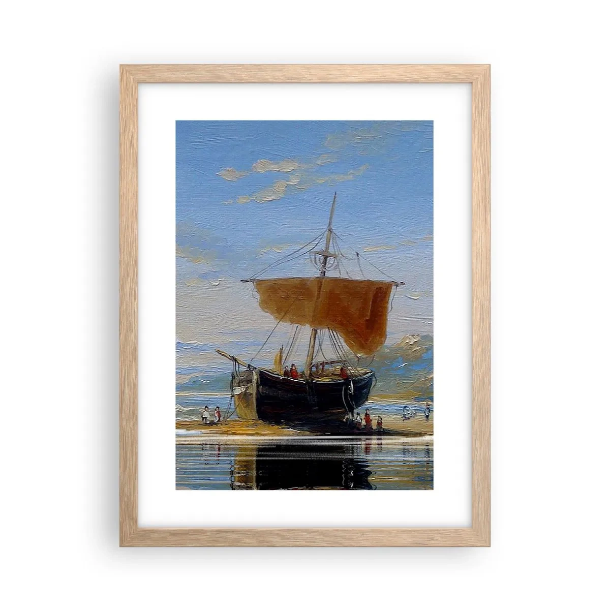 Plagát v ráme zo svetlého duba - Voda, zem, vzduch - 30x40 cm