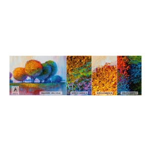 Vzorka samolepiacej fototapety Deluxe Sticker - Trs žiarivých farieb - Abstrakcia, Krajina, Stromy - 100x30 cm