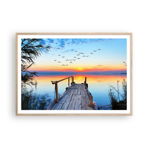 Plagát v ráme zo svetlého duba - Je čas isť späť… - 100x70 cm