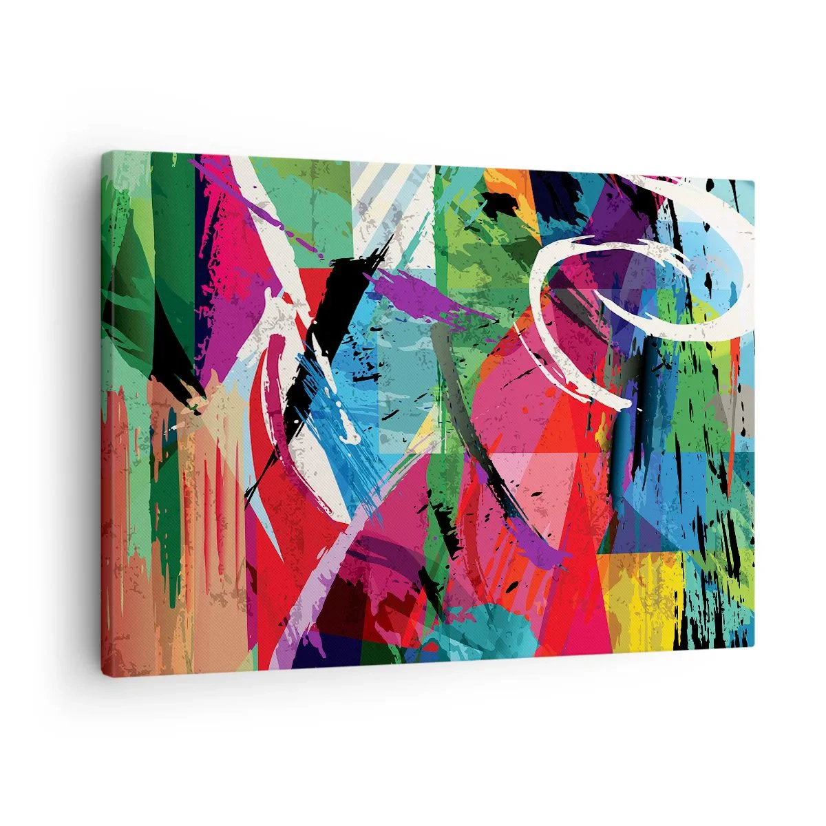 Obraz na plátne - Farebná abstrakcia s dynamickými ťahmi štetcom - 70x50cm - Rýchlo, živo a čulo - Moderná nástenná dekorácia do obývacej izby a spálne ARTTOR