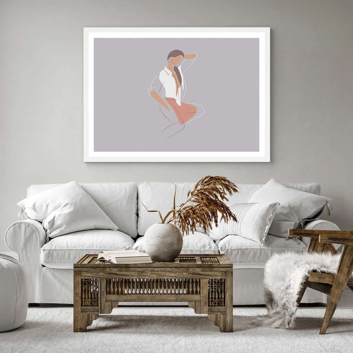 Plagát v bielom ráme - Obrys pôvabu - 30x30 cm