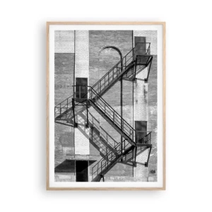 Plagát v ráme zo svetlého duba - Industriálny štýl - 70x100 cm