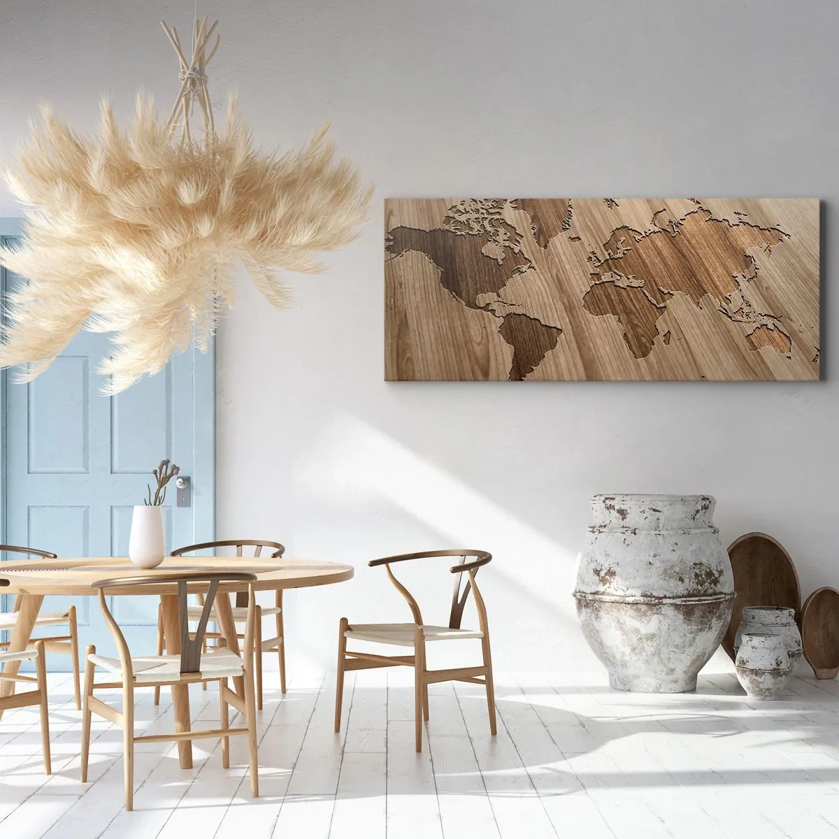 Obraz na plátne - Svet podaný na stole - 160x50 cm