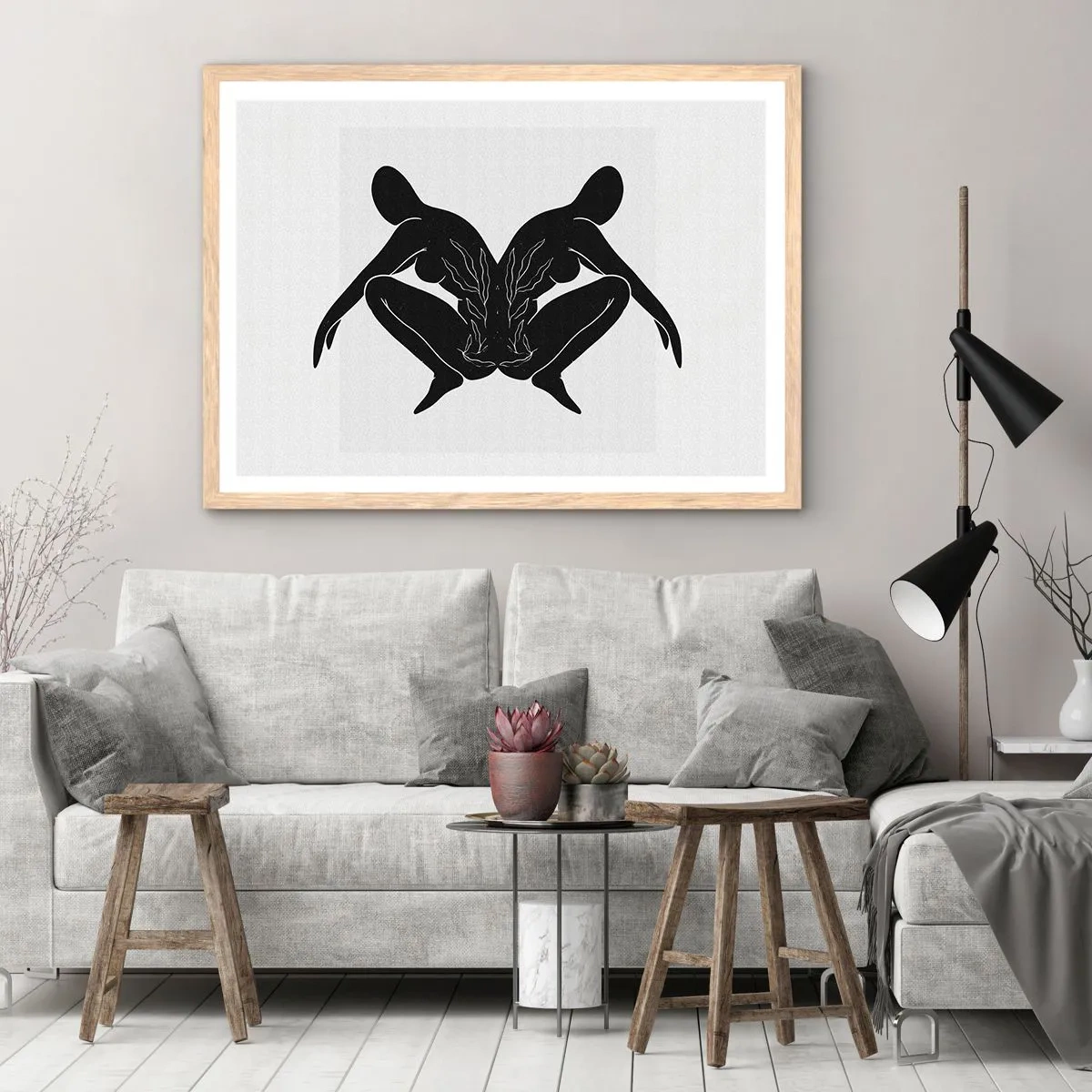 Plagát v ráme zo svetlého duba - Spoločná duša - 50x40 cm