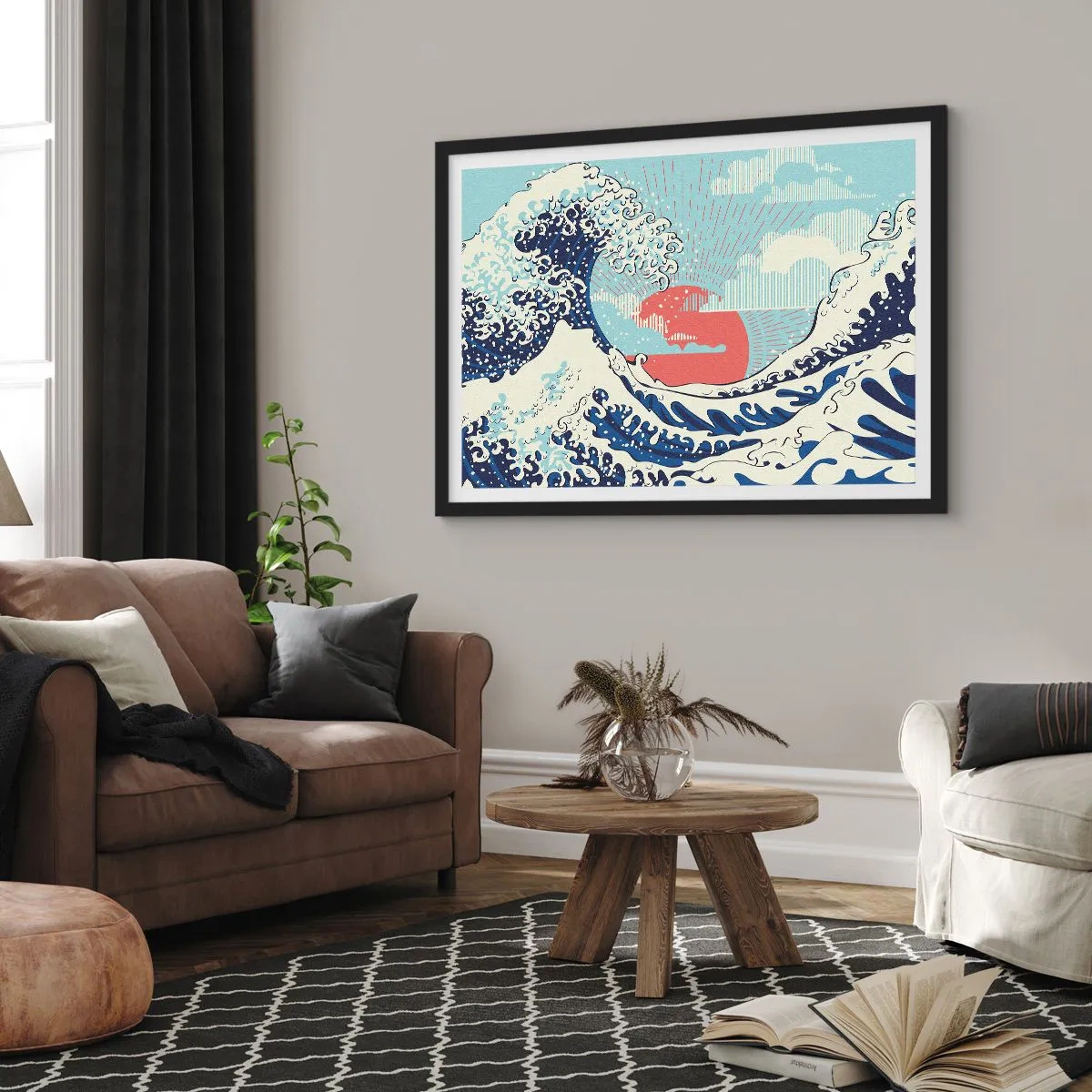 Plagát v čiernom ráme - Z japonských inšpirácií - 50x40 cm