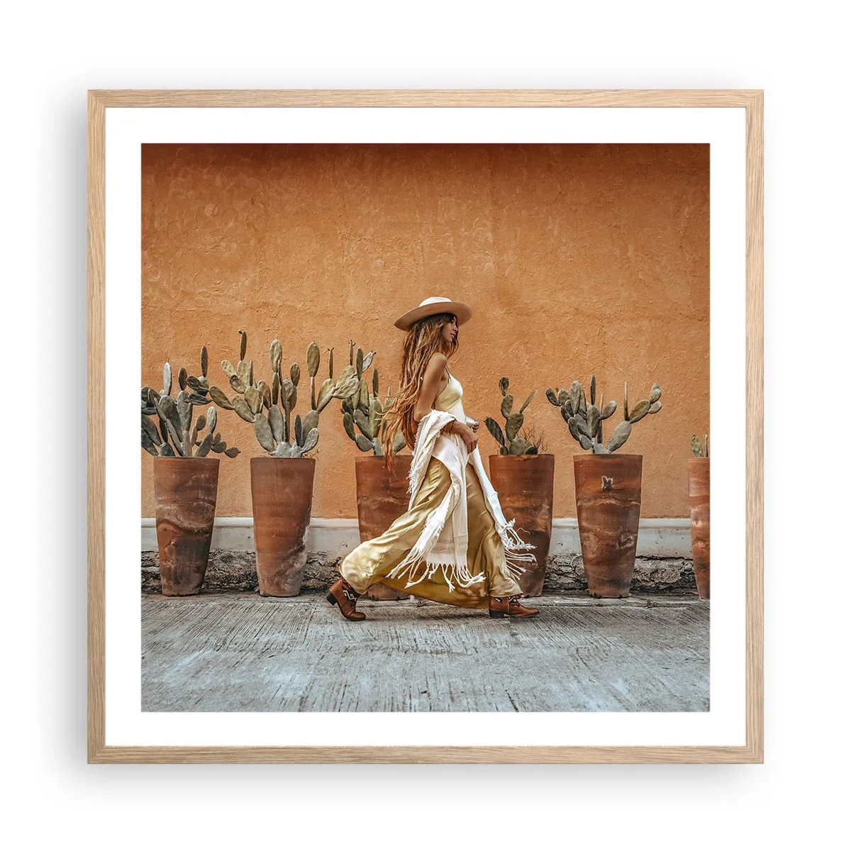 Plagát v ráme zo svetlého duba - V hippie štýle - 60x60 cm