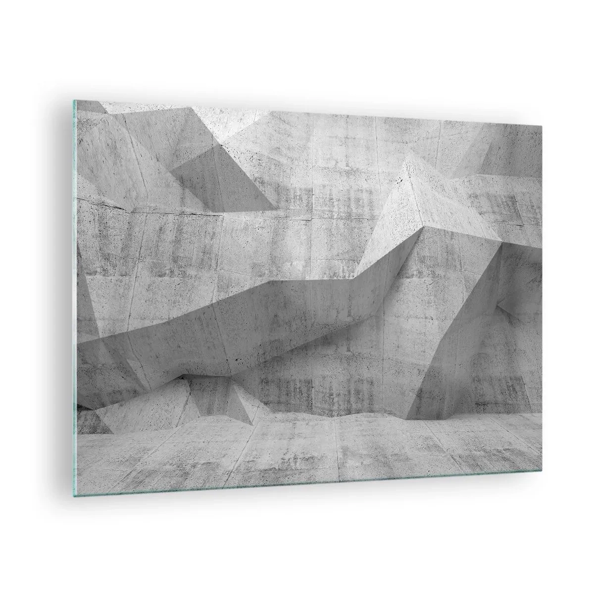Obraz na skle - Geometrická betónová štruktúra v odtieňoch sivej - 70x50cm - Skutočná výzva - Moderná nástenná dekorácia do obývacej izby a spálne ARTTOR