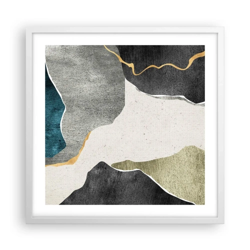 Plagát v bielom ráme - Mozaiková kompozícia so zlatou niťou - 50x50 cm